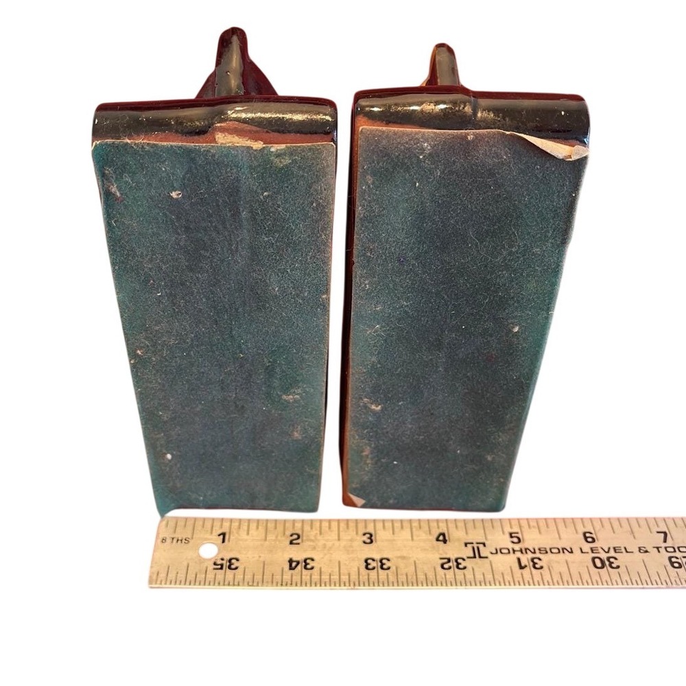Vintage Ceramic Sailing Ship Bookends Black Gold Nautical Galleon Japan Pair - Picture 6 of 6